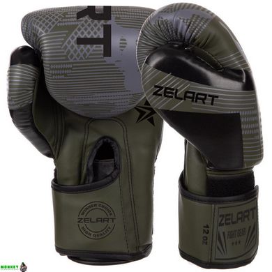 Перчатки боксерские Zelart BO-2533 6-14 унций черный-зеленый