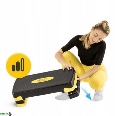 Степ-платформа 3-ступінчаста 4FIZJO 69 х 28 х 10-15-20 см Black/Yellow (P-5907739311436)