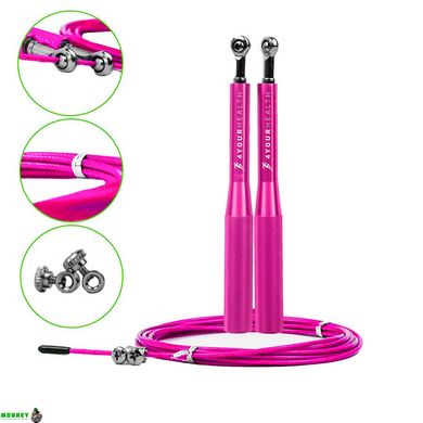 Скакалка скоростная 4yourhealth Jump Rope Premium 3м металлическая на подшипниках 6863 Розовая