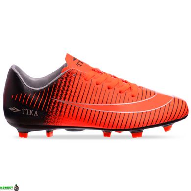 Бутсы футбольная обувь TIKA GF-001-1-OR размер 39-44 (верх-TPU, подошва-термополиуретан (TPU), оранжевый-черный)