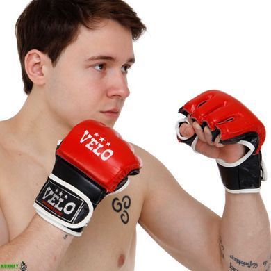 Перчатки для смешанных единоборств MMA кожаные VELO ULI-4033 Красный XL