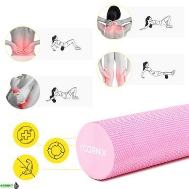 Массажный ролик Cornix EVA+ 90 x 15 см (валик, роллер) XR-0313 Pink