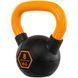 Гиря тренировочная цельная обрезиненная с окрашенной ручкой LiveUp Urethane competition kettlebell UAZE5336-8 вес 8кг черный-оранжевый