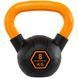 Гиря тренировочная цельная обрезиненная с окрашенной ручкой LiveUp Urethane competition kettlebell UAZE5336-8 вес 8кг черный-оранжевый