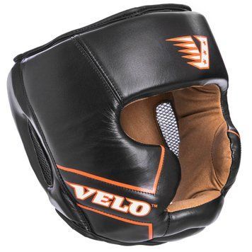 Шолом боксерський з повним захистом шкіряний VELO VL-2219 Чорний M
