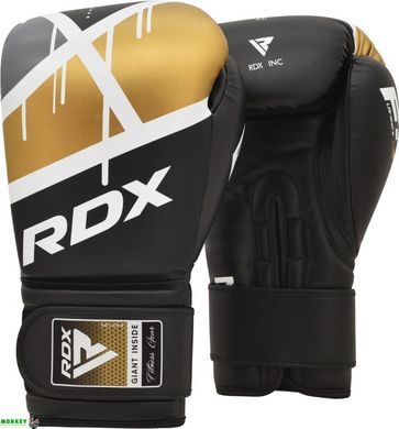 Боксерские перчатки RDX F7 Ego Black Golden 10 унций (капа в комплекте)