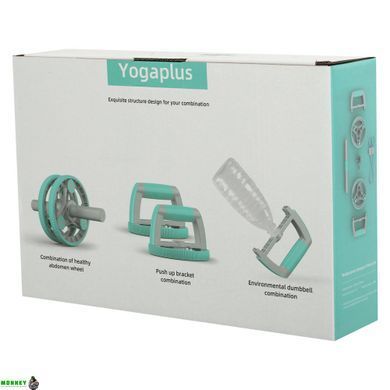 Колесо для преса 3 в 1 універсальний компактний фітнес-набір Multipurpose compact fitness set Yogaplus FI-9377 Синій