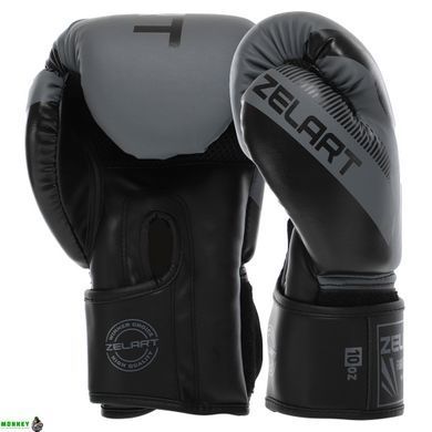 Перчатки боксерские Zelart BO-0870 Серый-черный 10 унций
