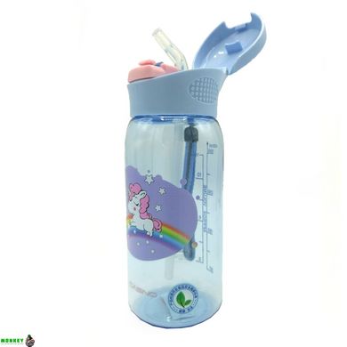Бутылка для воды CASNO 400 мл KXN-1195 Сиреневая (Единорог) с соломинкой
