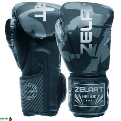 Перчатки боксерские Zelart BO-0870 Серый-черный 10 унций