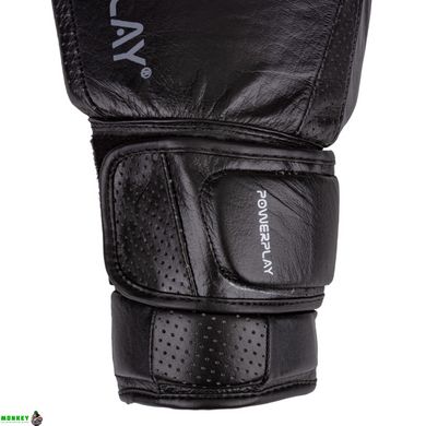 Боксерские перчатки PowerPlay 3087 Magnum Черные [натуральная кожа] 10 унций