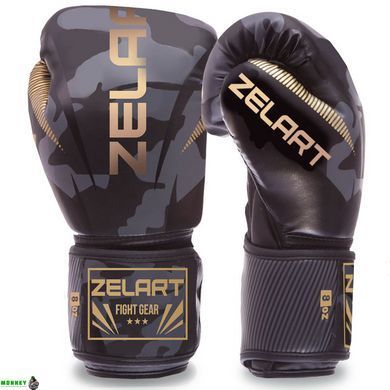 Перчатки боксерские Zelart BO-0870 Серый-черный 10 унций