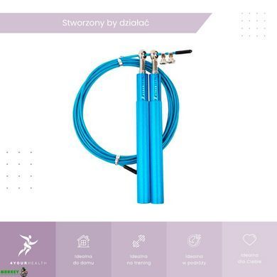 Скакалка швидкісна 4yourhealth Jump Rope Premium 3м металева на підшипниках 0200 Блакитна