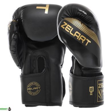 Перчатки боксерские Zelart BO-0870 Серый-черный 10 унций