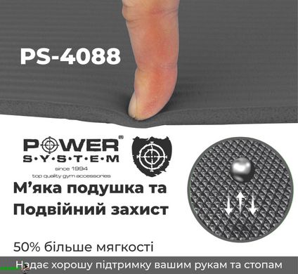 Коврик для йоги и фитнеса Power System Fitness Mat Premium PS-4088 Grey