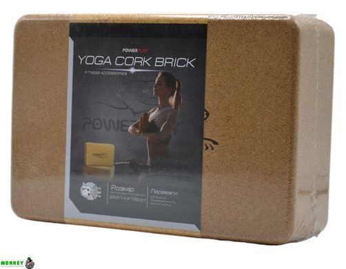 Блок для йоги PowerPlay PP_4006 з пробкового дерева Cork Yoga Block (1шт.)