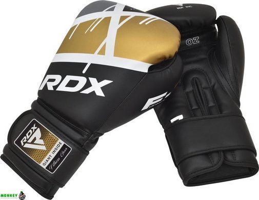 Боксерские перчатки RDX F7 Ego Black Golden 10 унций (капа в комплекте)