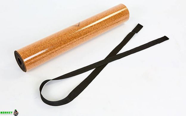 Коврик для йоги пробковый каучуковый с принтом Record FI-7156-9 183x61мx0.4cм коричневый