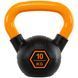 Гиря тренировочная цельная обрезиненная с окрашенной ручкой LiveUp Urethane competition kettlebell UAZE5336-10 вес 10кг черный-оранжевый