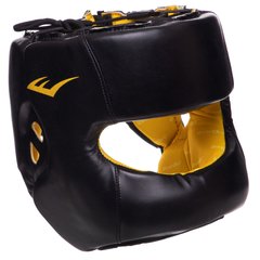 Шлем боксерский с бампером кожаный EVERLAST ELITE EVP000012 BLK (р-р М-XL, кожа, черный)