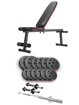 Набор Hop-Sport Premium 38 кг со скамьей HS-1010 Pro, штангами и гантелями