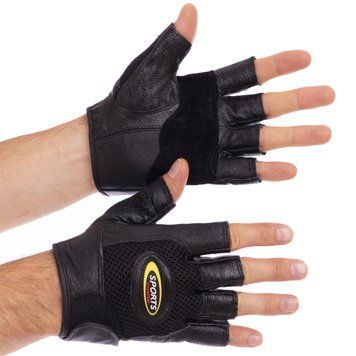 Перчатки для кроссфита и воркаута кожаные SPORT WorkOut SP-Sport BC-121 Черный L размер черный