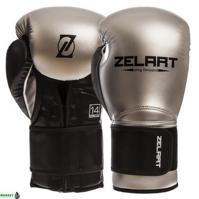 Рукавички боксерські Zelart BO-1384 Синій срібний 14 унції