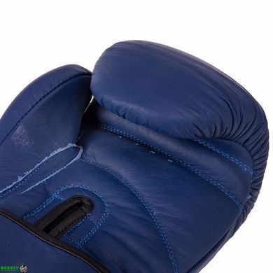 Рукавички боксерські шкіряні Zelart VL-3074 Синій 10 унцій 8-14 унцій
