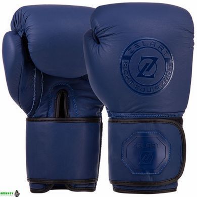 Рукавички боксерські шкіряні Zelart VL-3074 Синій 10 унцій 8-14 унцій