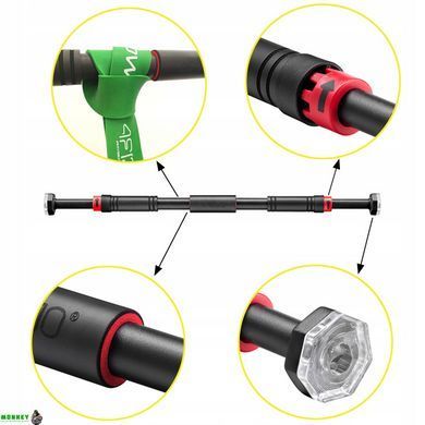 Турнік розсувний 4FIZJO 66-100 см Black/Red (P-5907739310385)