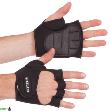 Перчатки атлетические для силовых упражнений и фитнеса Zelart ZG-3615 S-XXL черный