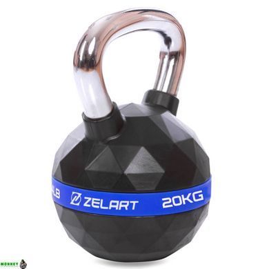 Гиря прогумованна з хромованою ручкою Zelart FI-1973-20 вага 20кг чорний