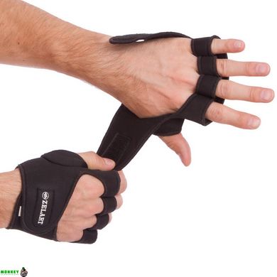 Перчатки атлетические для силовых упражнений и фитнеса Zelart ZG-3615 S-XXL черный