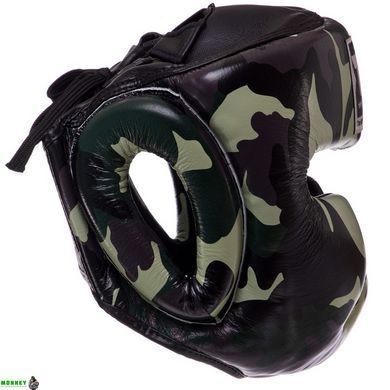 Шлем боксерский с полной защитой кожаный TOP KING EmPower Camouflage TKHGEM-03 Камуфляж зеленый S