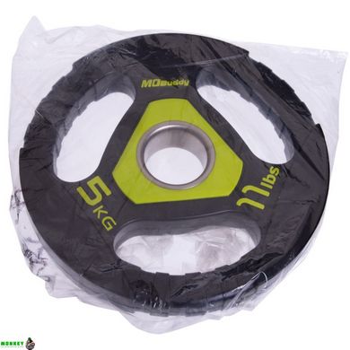 Блины (диски) полиуретановые Zelart TA-2677-5 51мм 5кг черный-салатовый