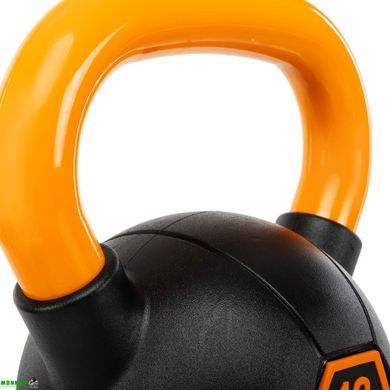 Гиря тренировочная цельная обрезиненная с окрашенной ручкой LiveUp Urethane competition kettlebell UAZE5336-12 вес 12кг черный-оранжевый