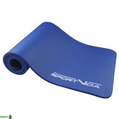 Коврик (мат) для йоги та фітнесу SportVida NBR 1.5 см SV-HK0075 Blue