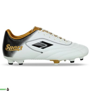 Бутсы футбольная обувь DIFFERENT SPORT SG-301313-4 WHITE/BLACK/GOLD размер 40-45 (верх-PU, подошва-термополиуретан (TPU), белый-золотой) 220719A-4