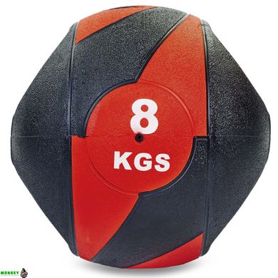Мяч медицинский медбол с двумя ручками Record Medicine Ball FI-5111-8 8кг черный-красный