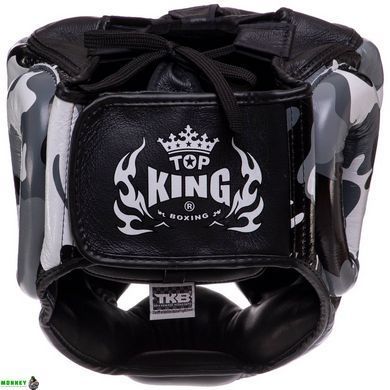 Шлем боксерский с полной защитой кожаный TOP KING EmPower Camouflage TKHGEM-03 Камуфляж зеленый S