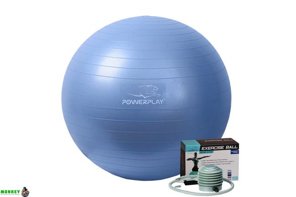 Мяч для фитнеса и гимнастики PowerPlay 4001 65см синий + насос