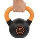 Гиря тренировочная цельная обрезиненная с окрашенной ручкой LiveUp Urethane competition kettlebell UAZE5336-12 вес 12кг черный-оранжевый