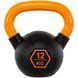 Гиря тренировочная цельная обрезиненная с окрашенной ручкой LiveUp Urethane competition kettlebell UAZE5336-12 вес 12кг черный-оранжевый