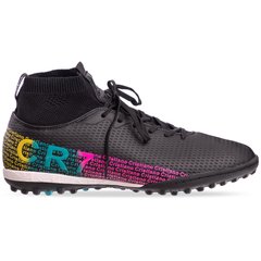 Сороконіжки взуття футбольне з носком OWAXX 190930A-3 BLACK/PLUM/CYAN розмір 40-45 (верх-PU, підошва-RB, чорний-рожевий-синій)