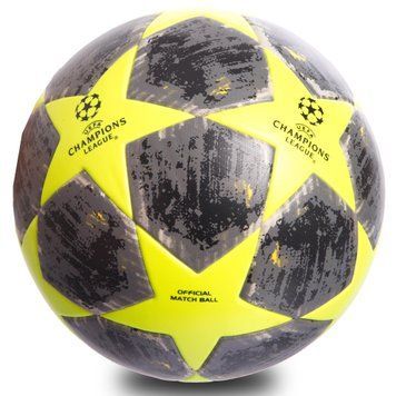 Мяч футбольный №5 PVC Клееный CHAMPIONS LEAGUE FB-0413 Серый-лимонный (№5, 5 сл.,)