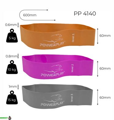Фитнес-резинка PowerPlay 4140 Level 1 (600*60*0.6 мм, 5 кг) Оранжевая