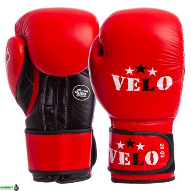Перчатки боксерские профессиональные AIBA VELO кожаные 2080 (р-р 10-12oz, красный)