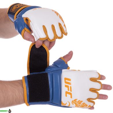 Рукавиці для змішаних єдиноборств MMA шкіряні UFC TrueThai UTT-75399 S-M синій-білий