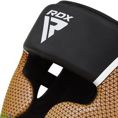 Боксерский шлем RDX AURA PLUS T-17 Black Golden L (капа в комплекте)