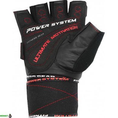 Перчатки для фитнеса и тяжелой атлетики Power System Ultimate Motivation PS-2810 Black Red Line S